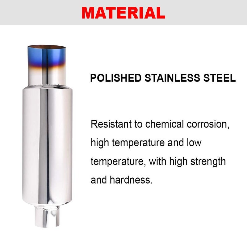 SPELAB Exhaust Muffler 2.0 Inch Inlet 3.0 Inch Outlet - Stainless Steel Exhaust Tip N1 Burnt Type for Universal Fitment on Most Cars, Sedans, and Trucks - 14.8â€ Overall Length - Image 3